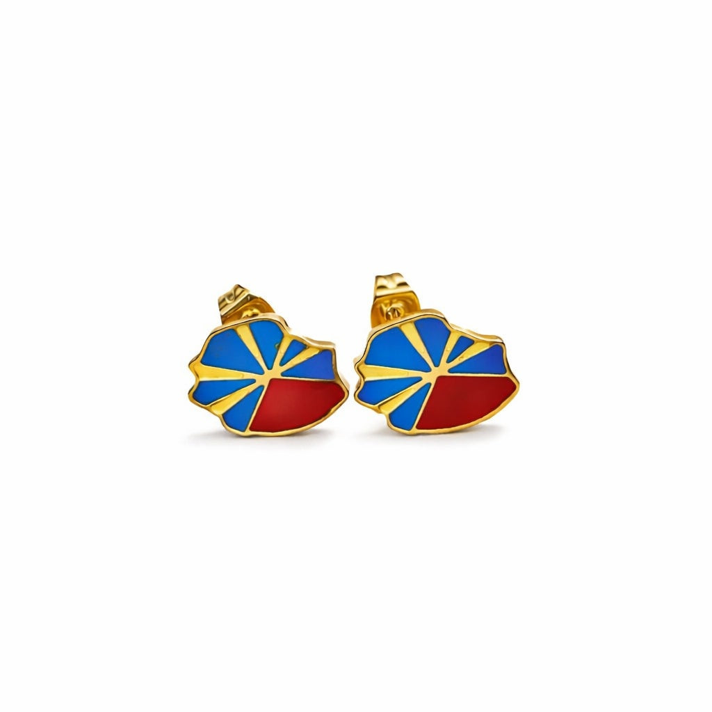 Boucle d'oreille carte de l'île de la réunion au couleur du drapeau de la Réunion