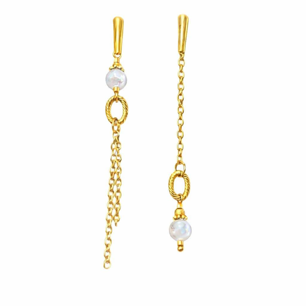 Boucle d'oreille asymétrique  - Grande Anse - Pierre de lune