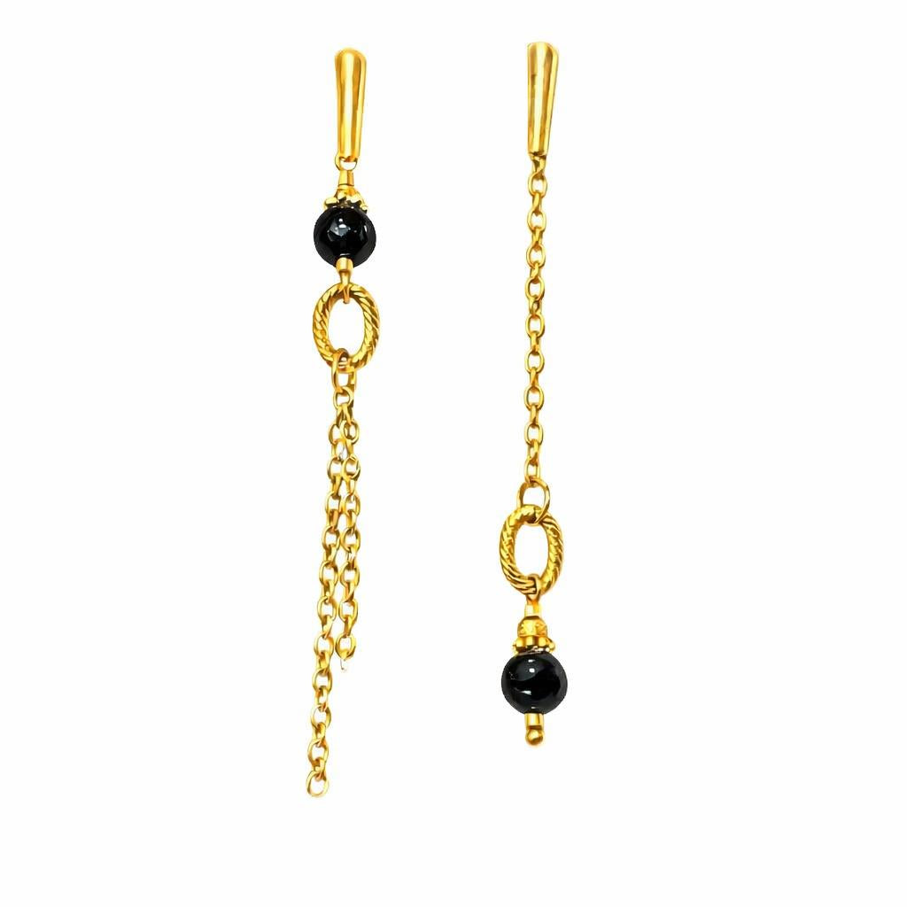 Boucle d'oreille asymétrique - Piton de la fournaise - obsidienne