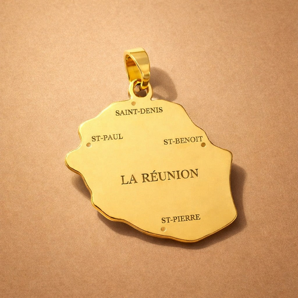 Pendentif carte de l'île de la réunion - Légende lieu