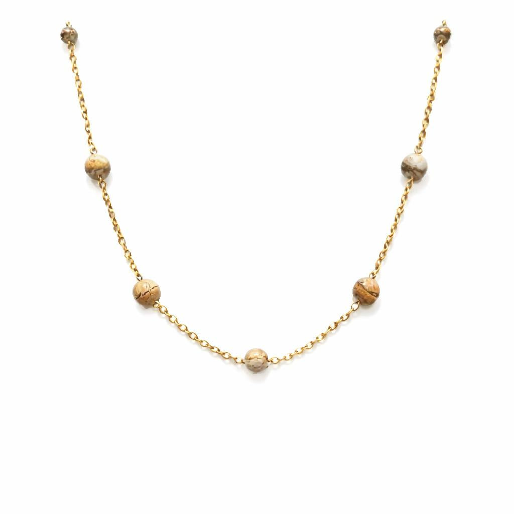 Collier ras de cou - Dos d’Âne – Jaspe Paysage